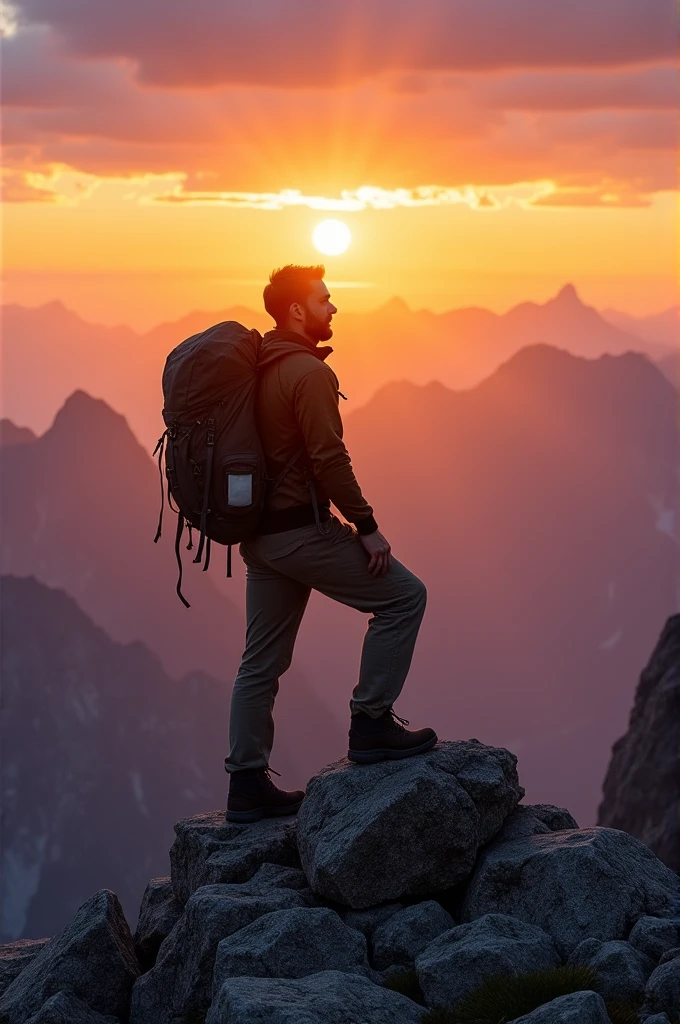 A man on top of mountains 