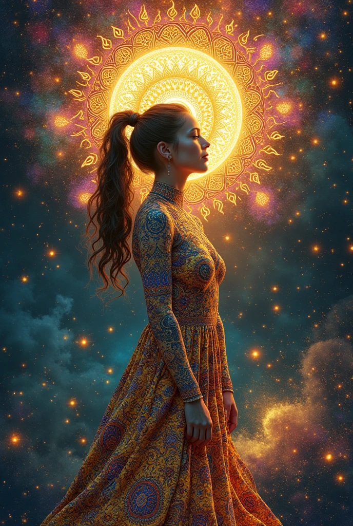 Perfect NwsjMajic,(masterpiece, Highest quality, Highest quality, Official Art, beautiful and aesthetic:1.2), (One person), Very detailed,colorful,Most detailed, Official Art, unity 8k wallpaper, Super detailed, beautiful and aesthetic, beautiful, masterpiece, Highest quality, (zenTangle, Mandala, Tangle, enTangle) ,Holy Light,Gold foil,Gold leaf art,Sparkly Painting,