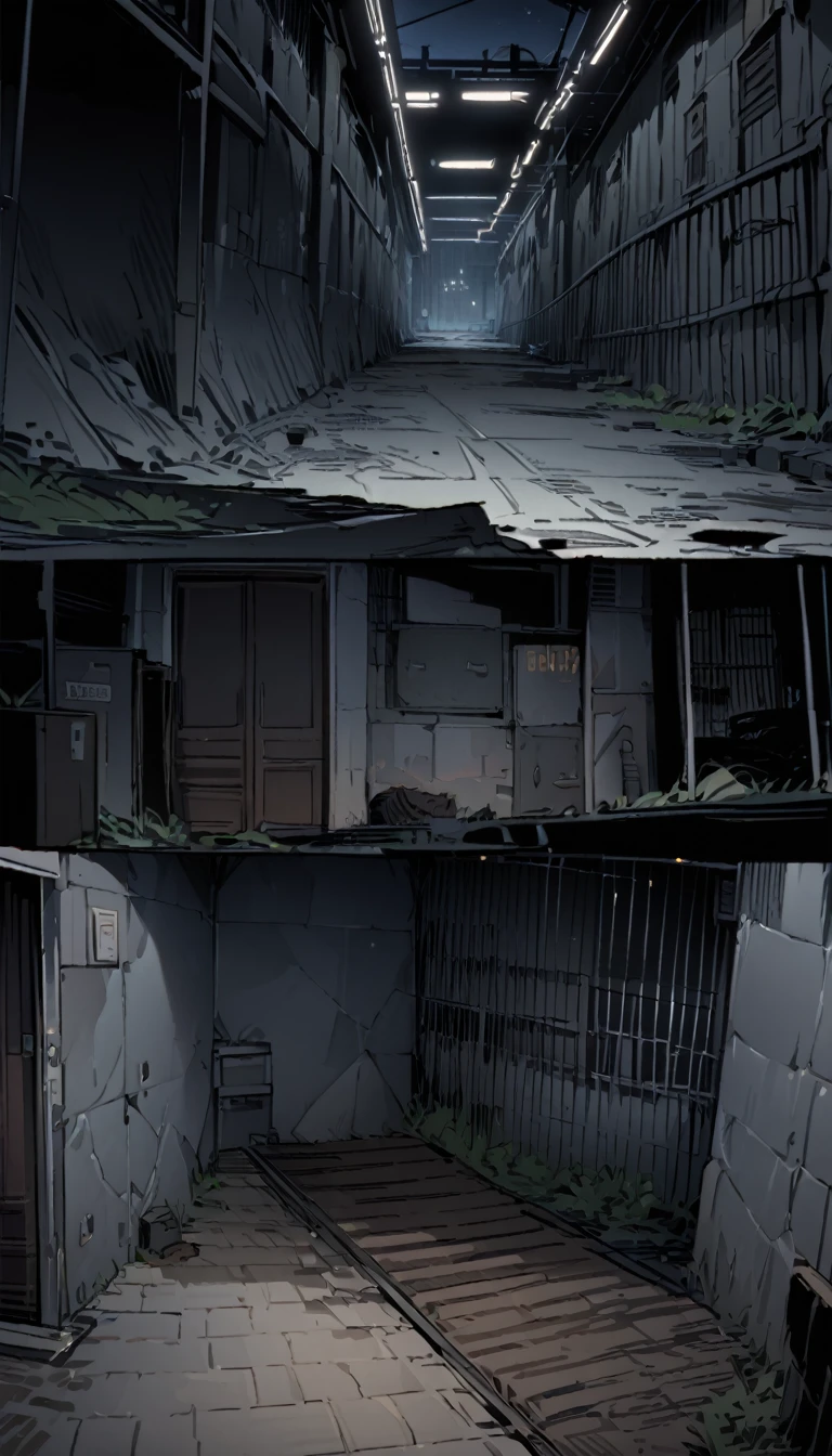(masterpiece, Highest quality:1.2)、place、Home、underground、Detention cells、narrow、Pitch black、night、gloomy、no people、No one there