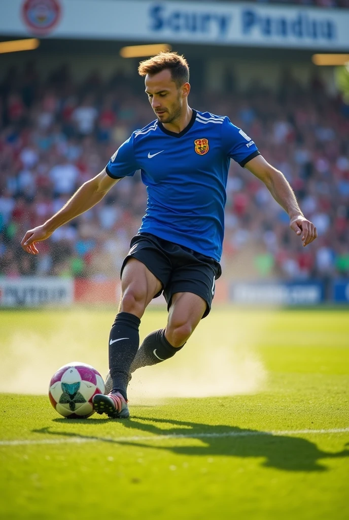 A man kik a football