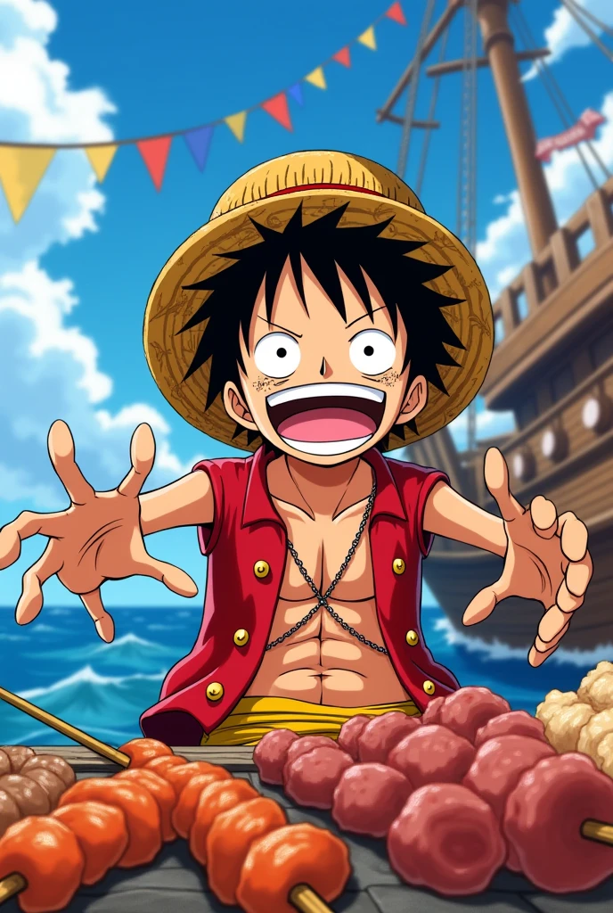 Luffy screaming for meat 