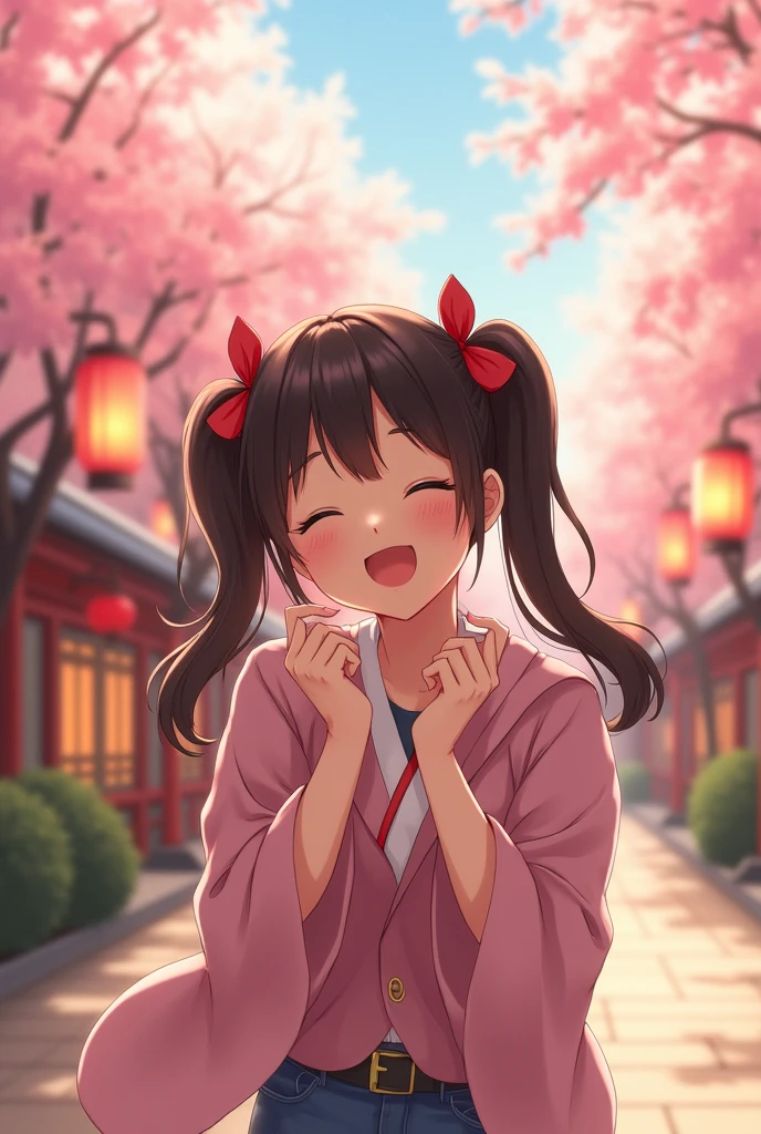 Japanese Twintails, 8 brown skinned high resolution, Blushing, Large Breasts, 