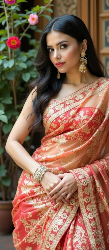 Ana de armas in sexy red saree