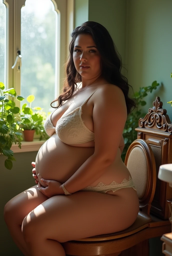 woman underwear big ass sits on toilet