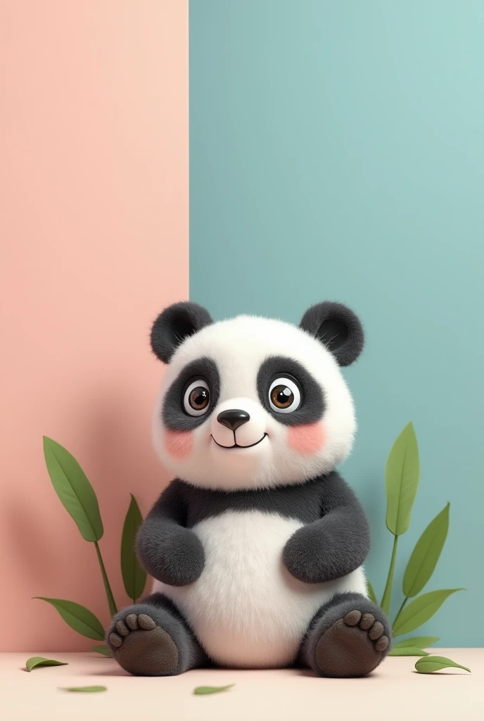 A 3D panda with a soft pastel background on the right, representing the gentle and playful nature of this zoo favorite, style of iDea24club --ar 16:9 --q 2