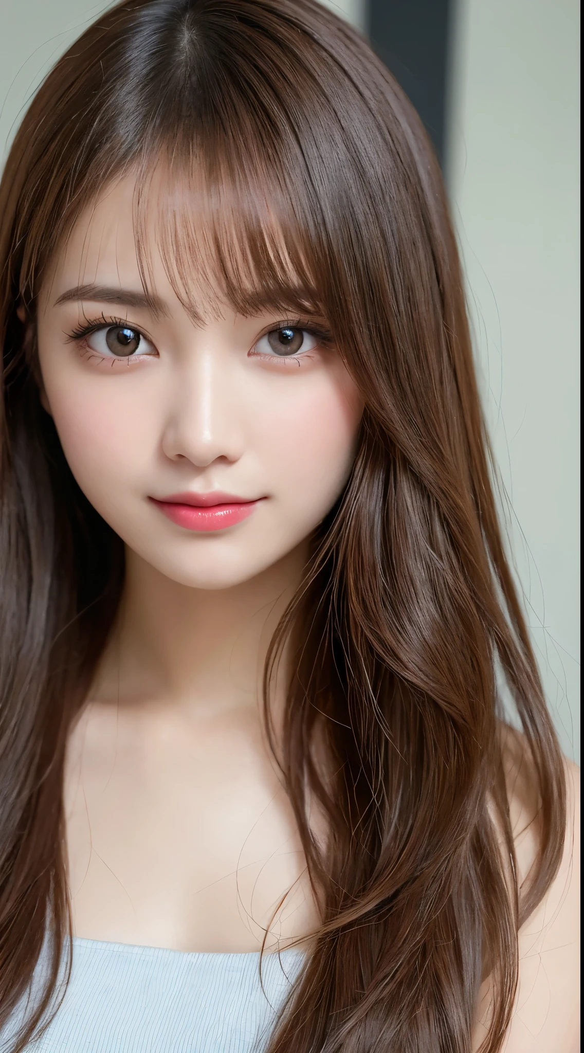 Tabletop, Highest quality, shape, Very detailed, finely, High resolution, 8k wallpaper, 完璧なダイナミックな構shape, Beautiful and detailed, Small breasts,Natural color lip, Bold sexy pose,smile、20-year-old girl、cute、sexy shot looking at camera,Always blur the background,Perfect and beautiful face,Take a picture of only the face,Beautiful and elaborate face、Slim face and figure,Big eyes、Putting on gal makeup,Actual Photos