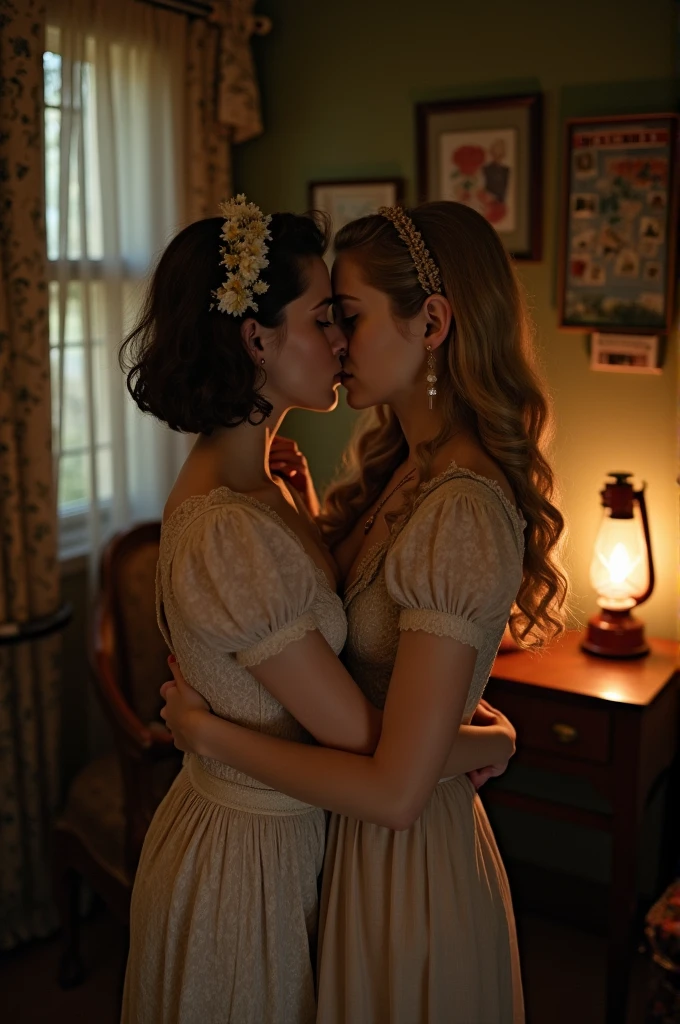 2 lesbian girls having sex in 1945 - SeaArt AI
