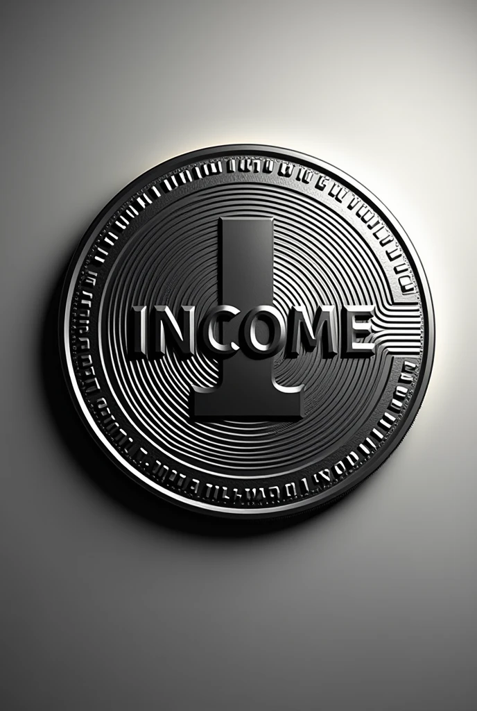 The YouTube logo name is INCOME. black and white. Coin picture included