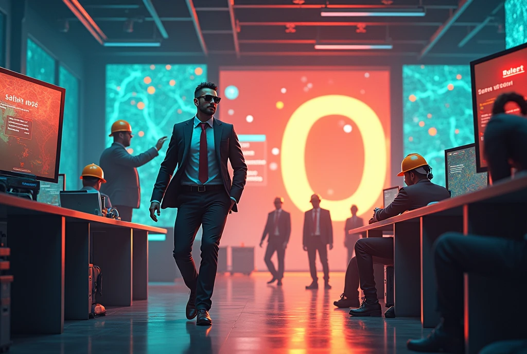 Panel 1 (big, On top): scene: Interior of an office transformed into a high-tech operations center. action: And "Security agent" (dressed in work clothes and sunglasses) dramatically enters through the door. Dialogue: "Safe Agent reportándose para la Misión Cero Accidentes"
Panel 2: scene: he "boss de Misión" (with construction helmet and headset) points to a large screen. action: The screen shows a map of the construction site with red dots indicating risk areas.. Dialogue: boss: "Your mission, Safe Agent, is to neutralize all threats in the work"
Panel 3: scene: Safe Agent saltando en paracaídas sobre la obra. thought: "Parachute? Yes! In our company we use safety harness"
Panel 4: scene: Safe Agent esquivando hábilmente herramientas mal colocadas. Onomatopoeia: "¡SWING! ¡DODGE!" Dialogue: "Ruler #1: Maintaining order is maintaining security"
Panel 5: scene: Safe Agent desactivando un "dangerous device" (which turns out to be a machine without its protection). Dialogue: "Defusing unnecessary risks... ¡click!"
Panel 6 (big, On the bottom): scene: Safe Agent rodeado de trabajadores felices y seguros, with a great "0" illuminated in the background. Dialogue: Safe Agent: "Mission accomplished: Another day with zero accidents!" thought de un trabajador: "With this agent, Even coming to work is a sure adventure"
Footer: "Remember: In the company, We are all security agents. Your next mission starts now!!"