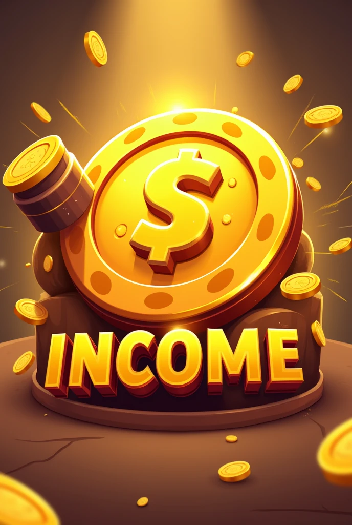 The game logo name is INCOME. Yellow and brown. Coin picture included, With cannon included