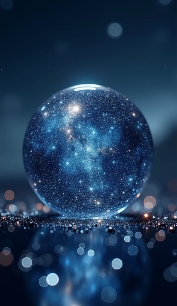 a glass sphere with a starry night sky inside, ultra detailed, 8k, realistic photography, bokeh, dramatic lighting, depth of field, cinematic composition, moody atmosphere, glass reflections, volumetric lighting, natural lens flares, clean crisp details, high quality, photorealistic, highly detailed, intricate details, stunning visual, masterpiece