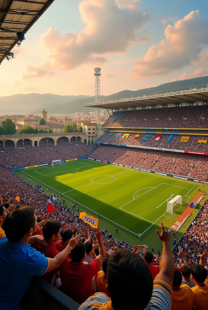 Create an image of a football stadium on the theme of Avignon