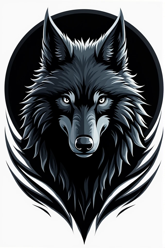 Black soccer team logo with wolf