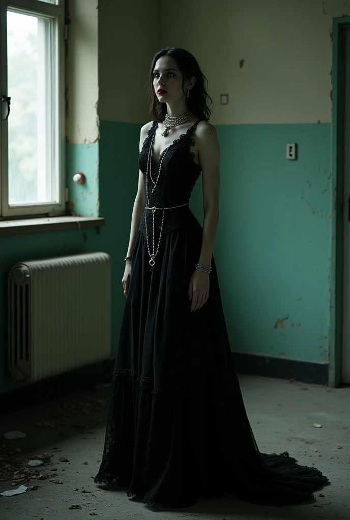 Creppy hospital goth woman
