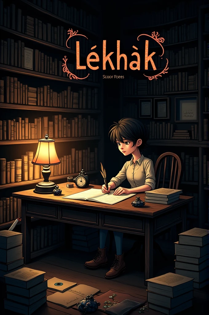 Write a lekhak in Hindi language with a black background with unique front