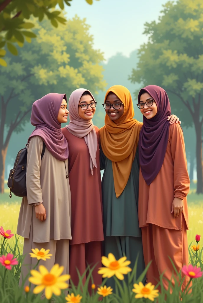 friend group of 4 girls.
1.hight 5.2" wear glass, fare skin,with hijab 23 years old Bangladeshi
2.hight 5.1" dark skintone Bangladeshi with hijab 23 years old Bangladeshi
3. hight 5.1" chubby girld, fare skin tone,with hijab 23 years old Bangladeshi
4. hight 4.11" light skintone wear glass...innocent facial expression..animated