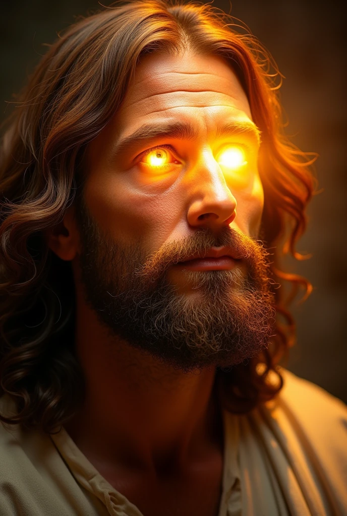 Make the face of Jesus Christ with eyes shining like light