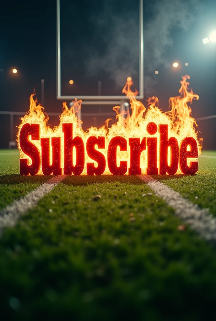 Subscribe logo with fire  with football background 