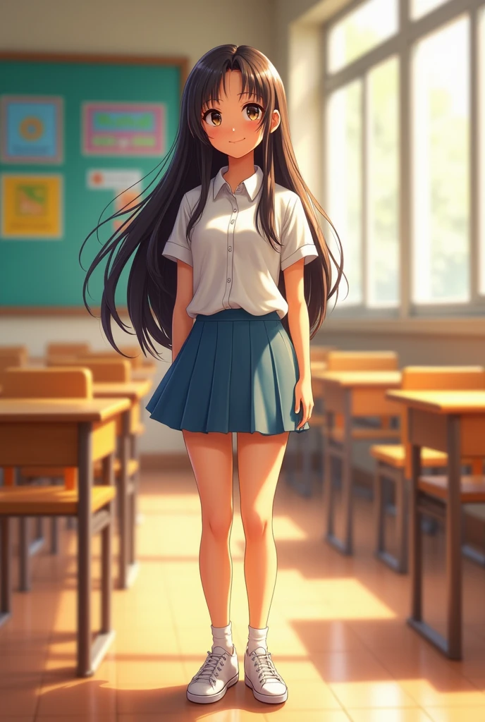 Beautiful school girl, big breasts,thin shirt