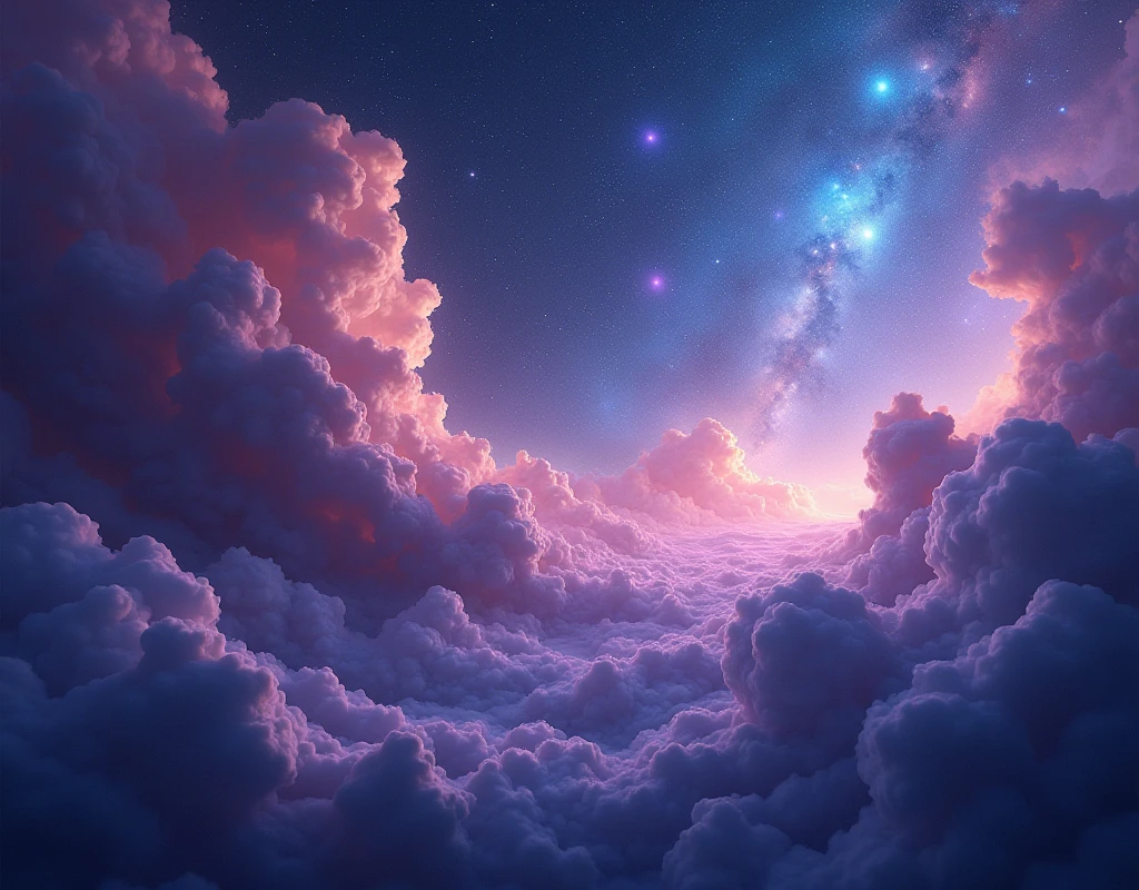 Cosmic Dreamscape: Celestial, ethereal, nebula, stars, iridescent
