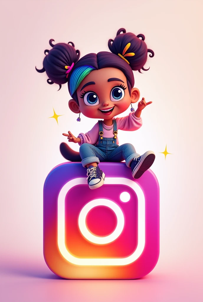 Create profile pic of my Instagram account "shamiandshami" avatar character sitting on Instagram logo