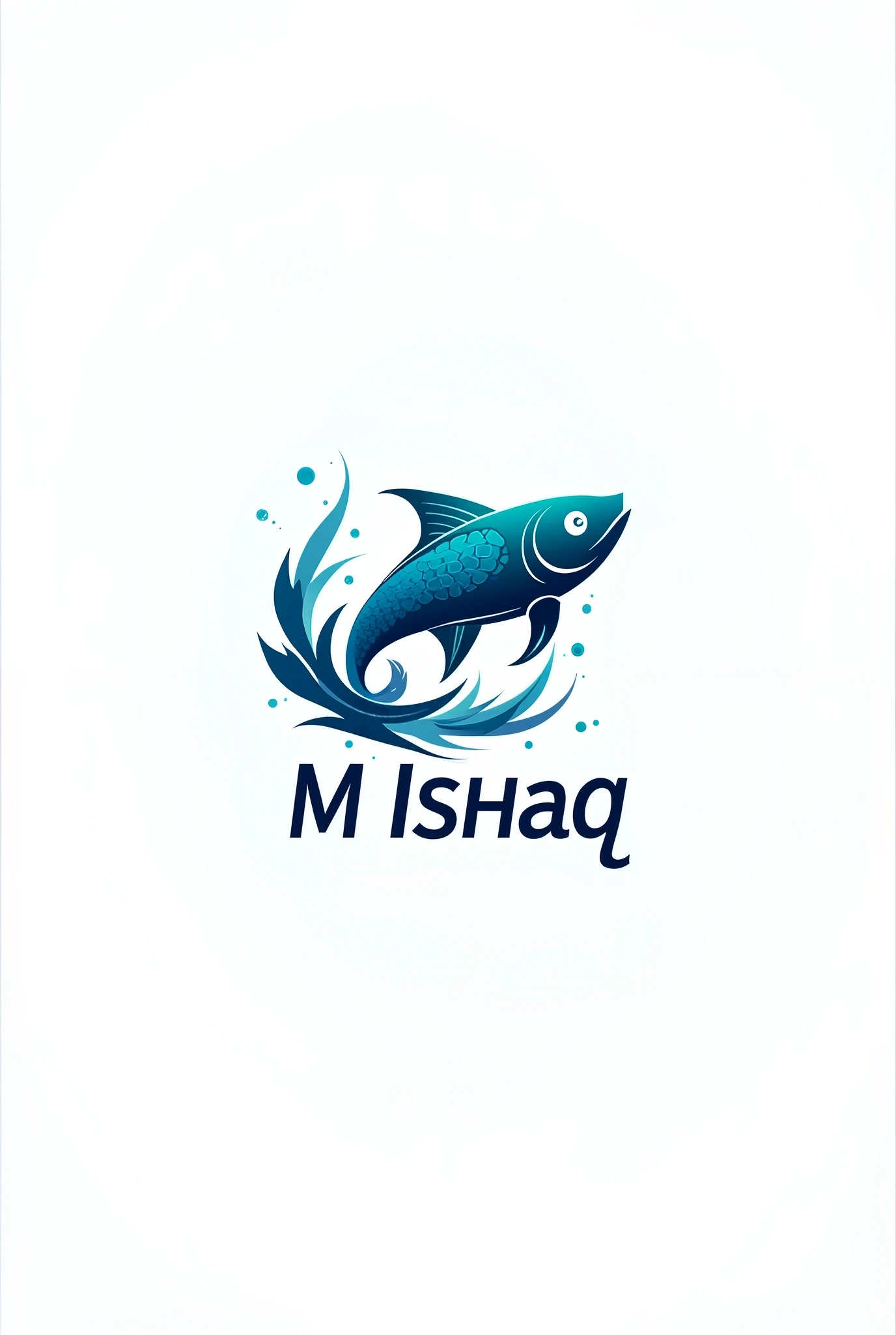 a unique logo fish trader company name of M ishaq