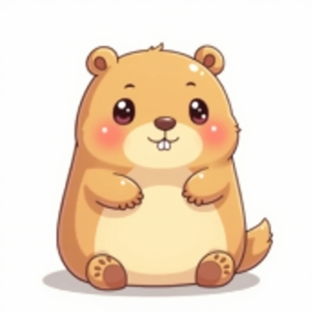 (masterpiece), illustration, anime style illustration, capybara, single animal, chibi-style, round body, round face, large eyes, (white background:1.5)