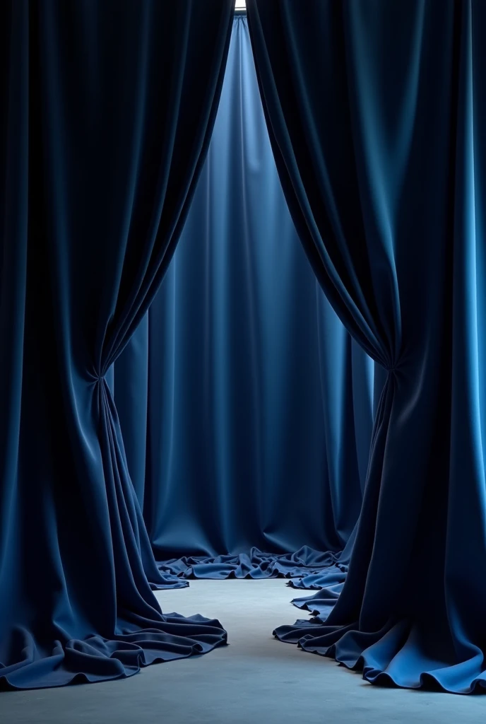 Create a backdrop with a richly textured fabric, such as satin or silk, arranged in a frame-like manner. The fabric should drape elegantly around a central, empty space where the product will be showcased. The fabric can have a deep, contrasting color like charcoal or navy, with a subtle sheen. Use soft, diffused lighting to accentuate the texture of the fabric and the focal point of the empty space