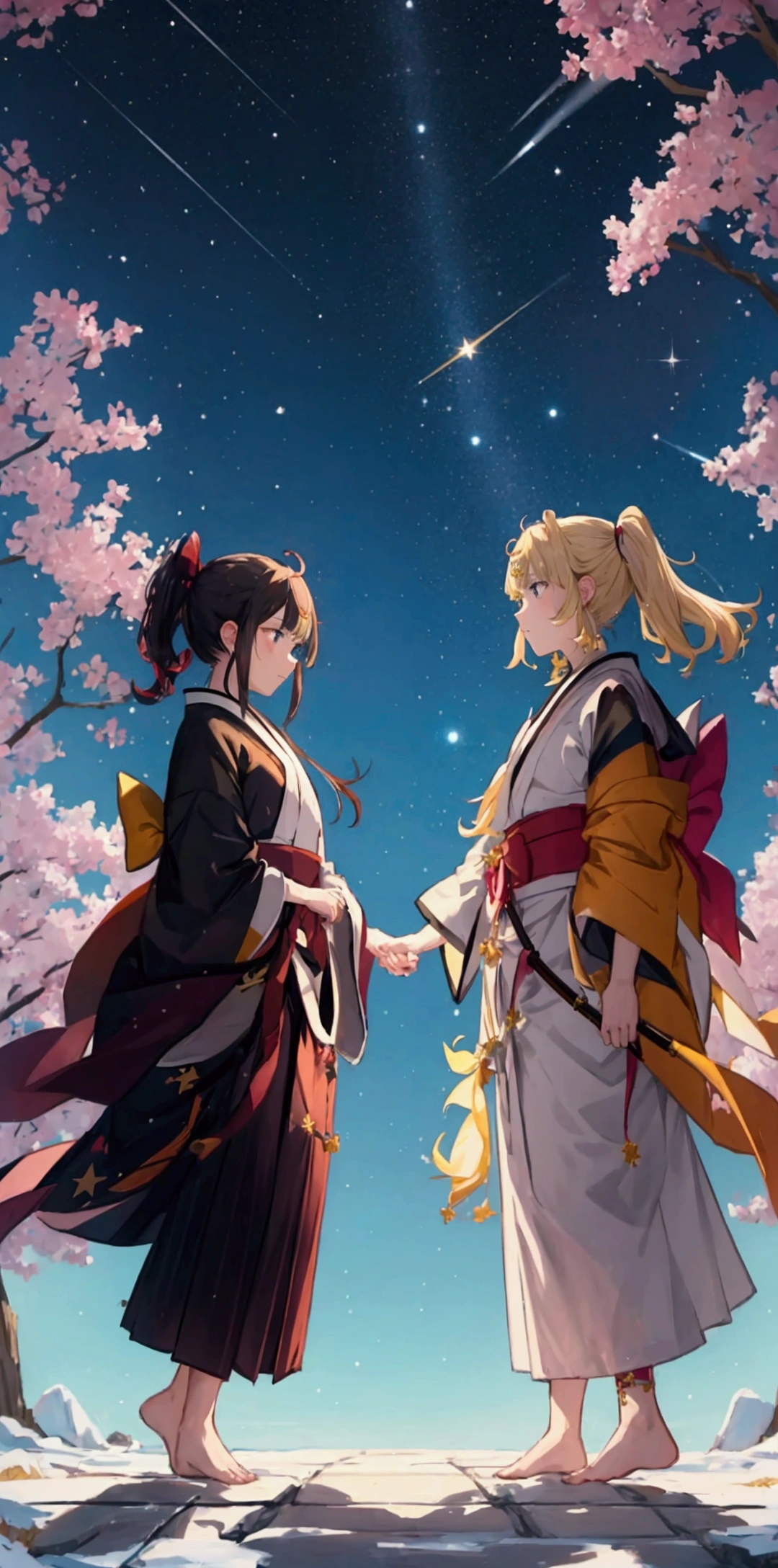 An unbeatable masterpiece,Starry Sky Sarah,Hakama,bow,Carrying a quiver on his back,A magic circle glowing at your feet