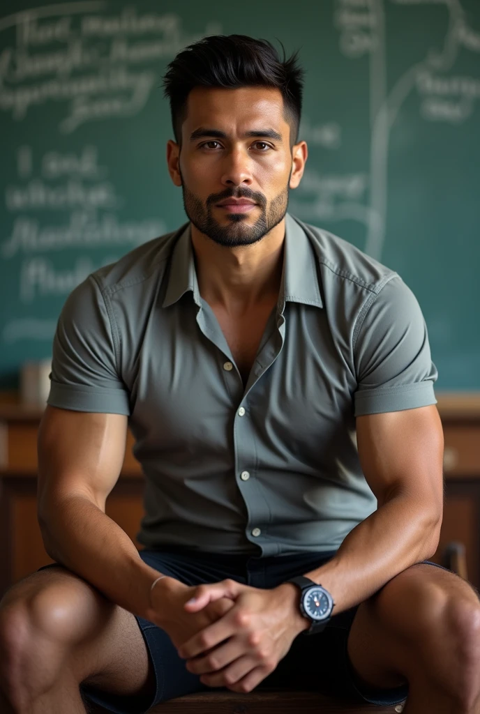 nsfw, best quality, masterpiece, extremely detailed, masculine, sexy, homoerotic, extremely handsome, 25 year old borneo man, square face with chubby cheeks, muscular bodybuilder, cheeky smile, shush pose, fitted clothes, rose quartz crystal pendant, bead bracelet, exposed underwear, semi erect bulge, in library, side view, afterhours, at midnight, cinematic shadows, dreamy atmosphere, perfect face, perfect fingers, perfect hands, perfection