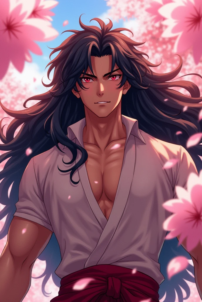 A Japanese man (アニメ)
May it be beautiful, big hair, brawny, very fair skinned and red eyes, sexly