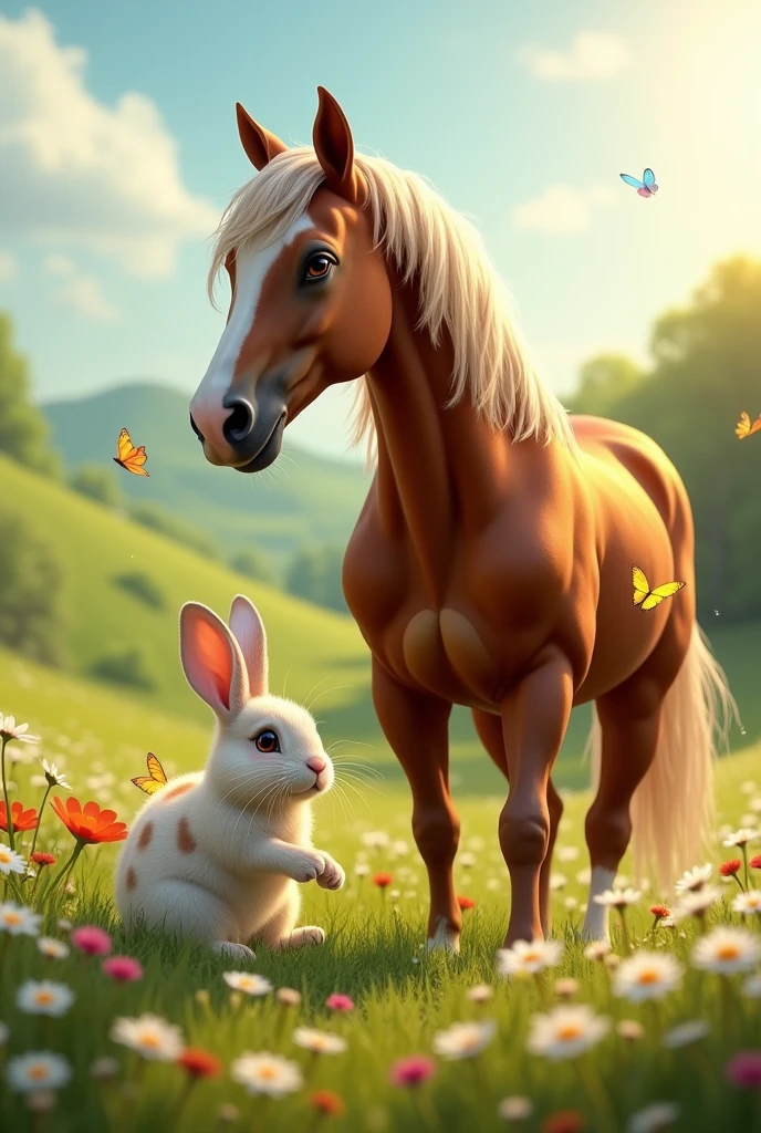 a rabbit and a horse