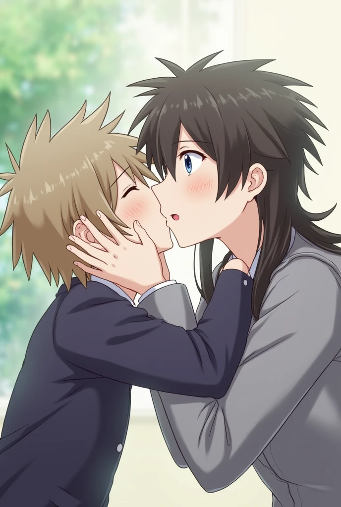 Kissing a boy&#39;s school dick、high resolution