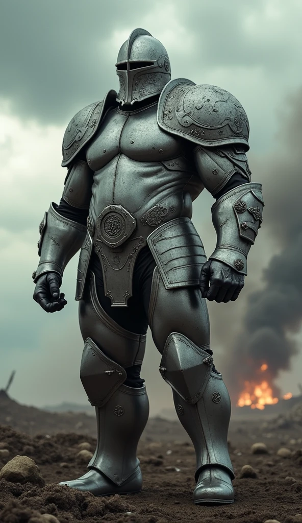 Huge chest covered with metallic uniform、