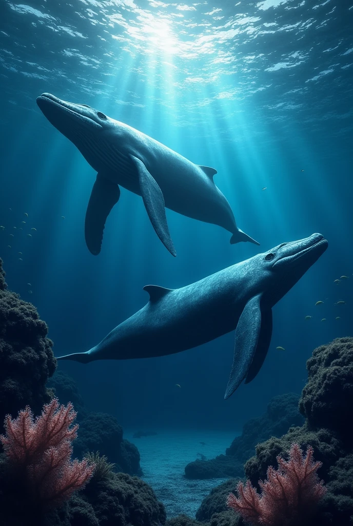 Whales under the moonlight