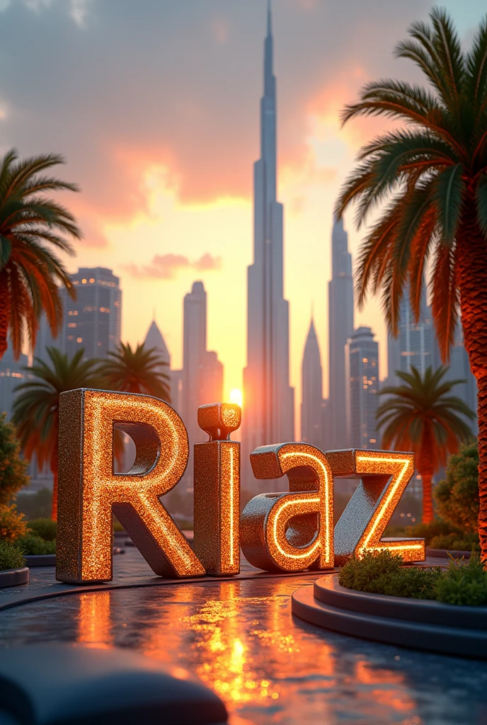 Riaz name 3d design with dubai place