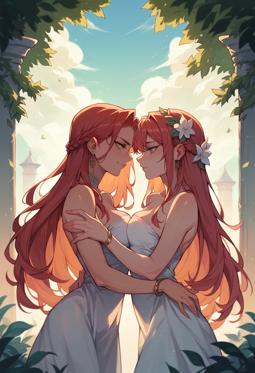 Meeting of two lovers in a beautiful place