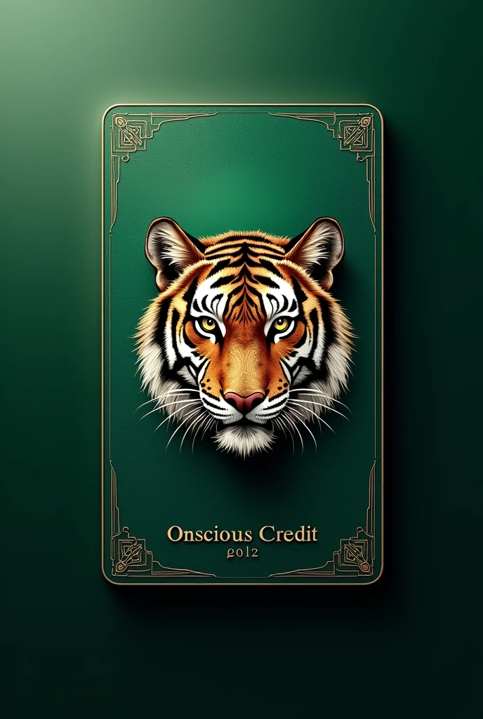 Credit card that has the name Conscious Credit on the top, the name Obeimar Gold Client on the bottom and a wolf-like tiger on it