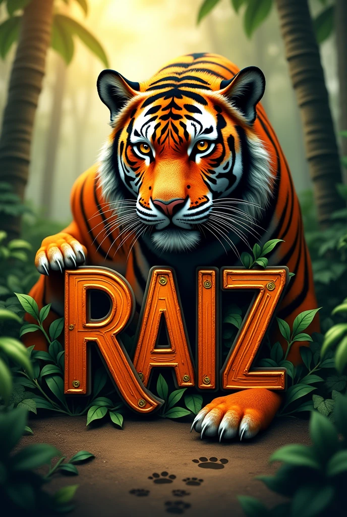 Raiz name 3d design with tiger