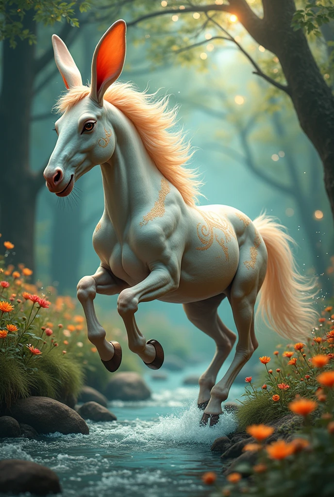 Make an animal between a rabbit's head and a horse's body with some of the rabbit's limbs that is a mythological creature.