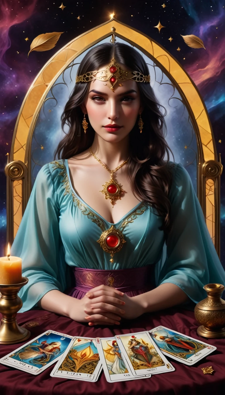 ((Masterpieces with up to 16K resolution):1.6),((soft_color_feet:)1.5), ((Ultra detali):1.4),((Cinematic stills and dynamic angles):1.3). | (Macro cinematography of tarot cards on a tarot table), (fortune teller reading tarot cards), (fortune teller'S Room), (Macro Lens), (fortune tellerの飾り), (Dark Candle), (Luminescent objects), (Mysterious atmosphere), (Glow Up), (Beautiful DnD Tumblr), (Visual experience),(realism), (Realistic),Award-winning graphics, Dark Shot, Film Grain, extremely detaileded, Digital Art, RTTX 10.0, Engine Unreal, Anti-glare effect scene concept, all ofを鮮明に捉える. | Rendered in Ultra-high definition with UHD and retina quality, this masterpiece ensures anatomical correctness and textured skin with super detailed. Focus on high quality and precision, This award-winning portrait、Capture every nuance with stunning 16K resolution, imergindo os espectadores em sua representação Realistic. | ((perfection_composition, perfection_project, perfection_Layout, perfection_detailed, Ultra_detaileded)), ((Improve_everyone, repair_all of)), Mais detaileds, Improve.