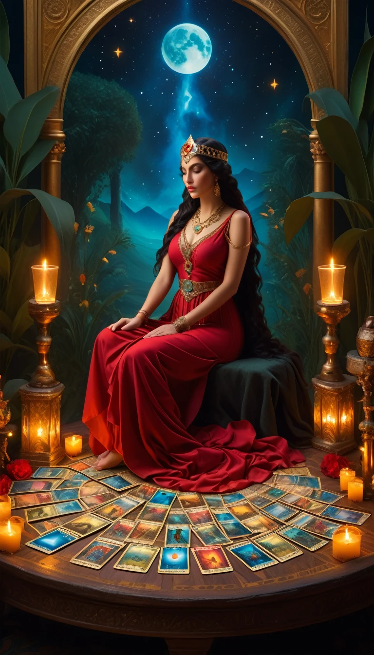 ((Masterpieces with up to 16K resolution):1.6),((soft_color_feet:)1.5), ((Ultra detali):1.4),((Cinematic stills and dynamic angles):1.3). | (Macro cinematography of tarot cards on a tarot table), (fortune teller reading tarot cards), (fortune teller'S Room), (Macro Lens), (fortune tellerの飾り), (Dark Candle), (Luminescent objects), (Mysterious atmosphere), (Glow Up), (Beautiful DnD Tumblr), (Visual experience),(realism), (Realistic),Award-winning graphics, Dark Shot, Film Grain, extremely detaileded, Digital Art, RTTX 10.0, Engine Unreal, Anti-glare effect scene concept, all ofを鮮明に捉える. | Rendered in Ultra-high definition with UHD and retina quality, this masterpiece ensures anatomical correctness and textured skin with super detailed. Focus on high quality and precision, This award-winning portrait、Capture every nuance with stunning 16K resolution, imergindo os espectadores em sua representação Realistic. | ((perfection_composition, perfection_project, perfection_Layout, perfection_detailed, Ultra_detaileded)), ((Improve_everyone, repair_all of)), Mais detaileds, Improve.
