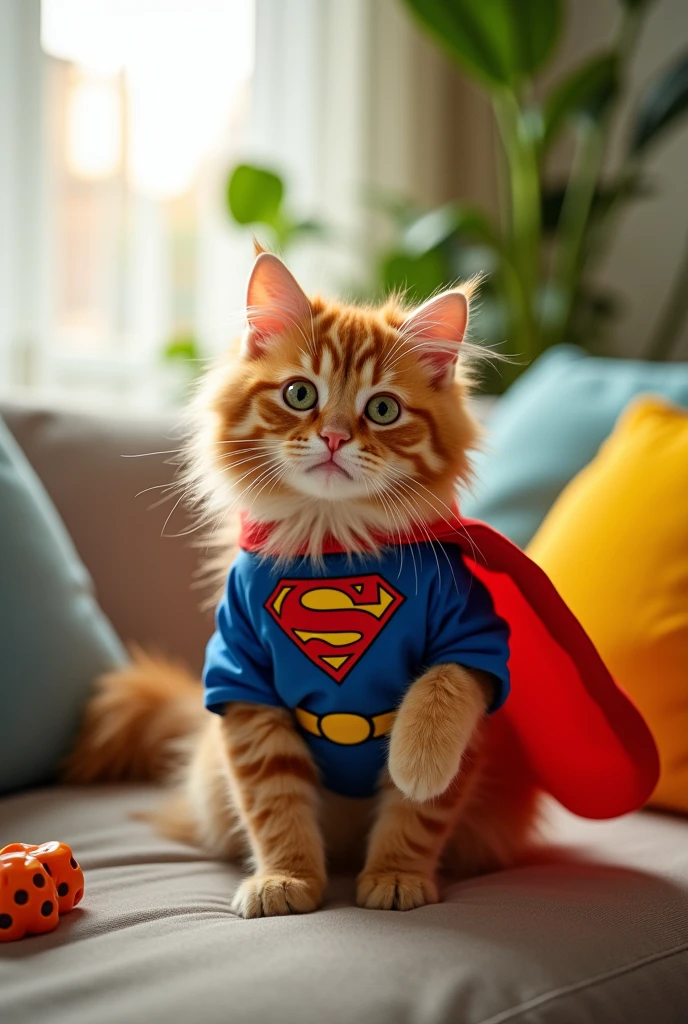 Cat wearing superman