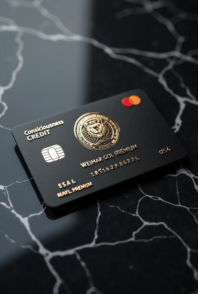 credit card with the name consciousness credit and that has the name of the owner or weimar gol Premium with tiger logo