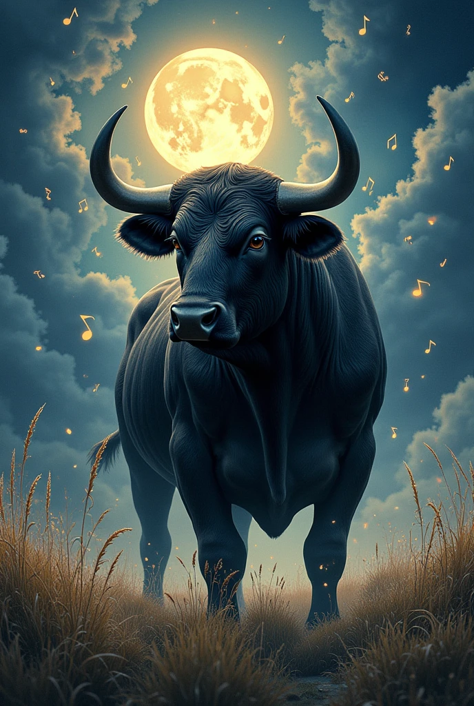 Dark bull with music
