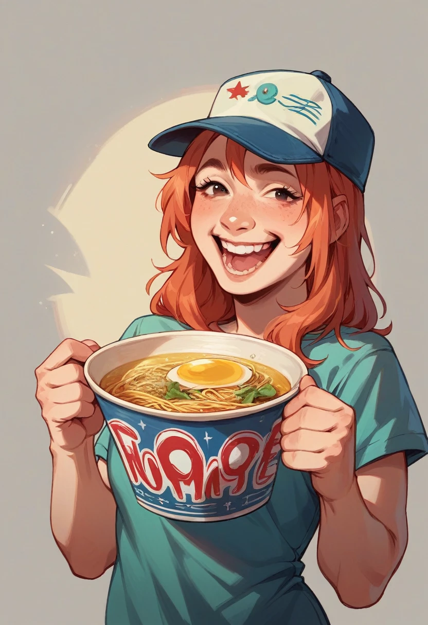 Realistic happy hour promo with soju, beer and ramen flyer design