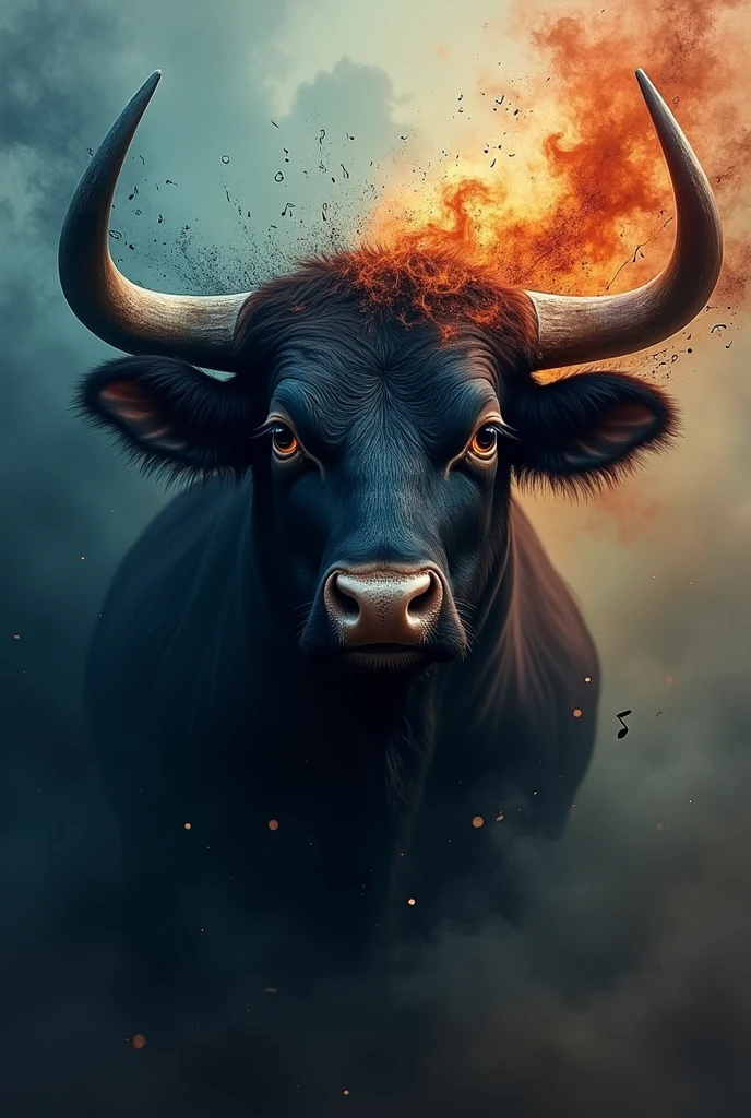 Dark bull face with music
