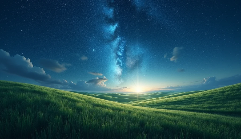 (best quality, masterpiece, ultra detailed, ultra high res, photorealistic, raw photo, absurdres, absolutely resolution), A fixed camera captures the wind blowing through the wide grassland under the starry sky.