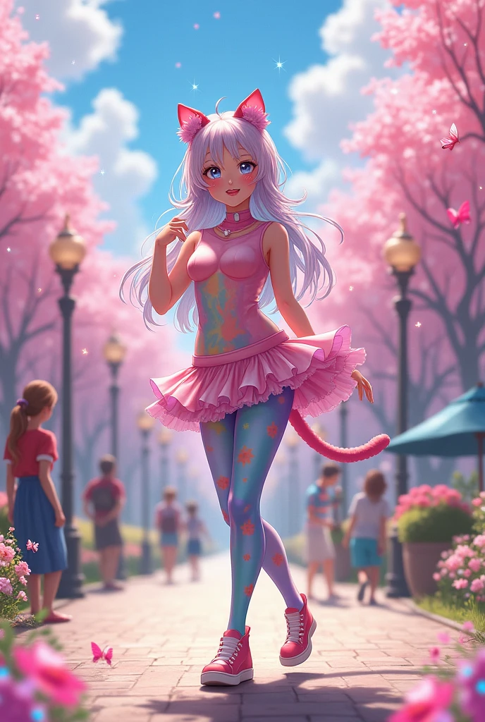 Full Body Tights　Cat ear　Eyes are hearts