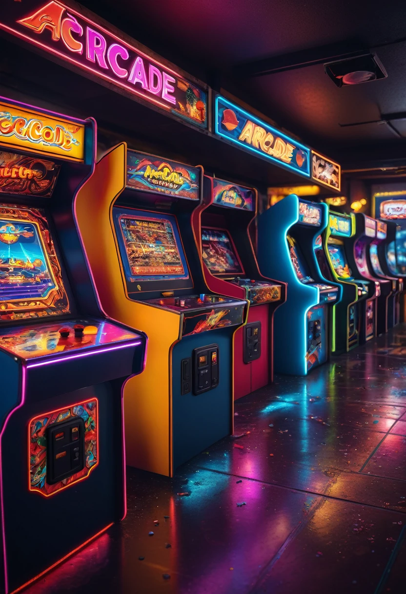 create an image demonstrating the style of ((arcade)) style,hyper realism, 8k high definition, vibrant colors, sharp focus, insanely detailed